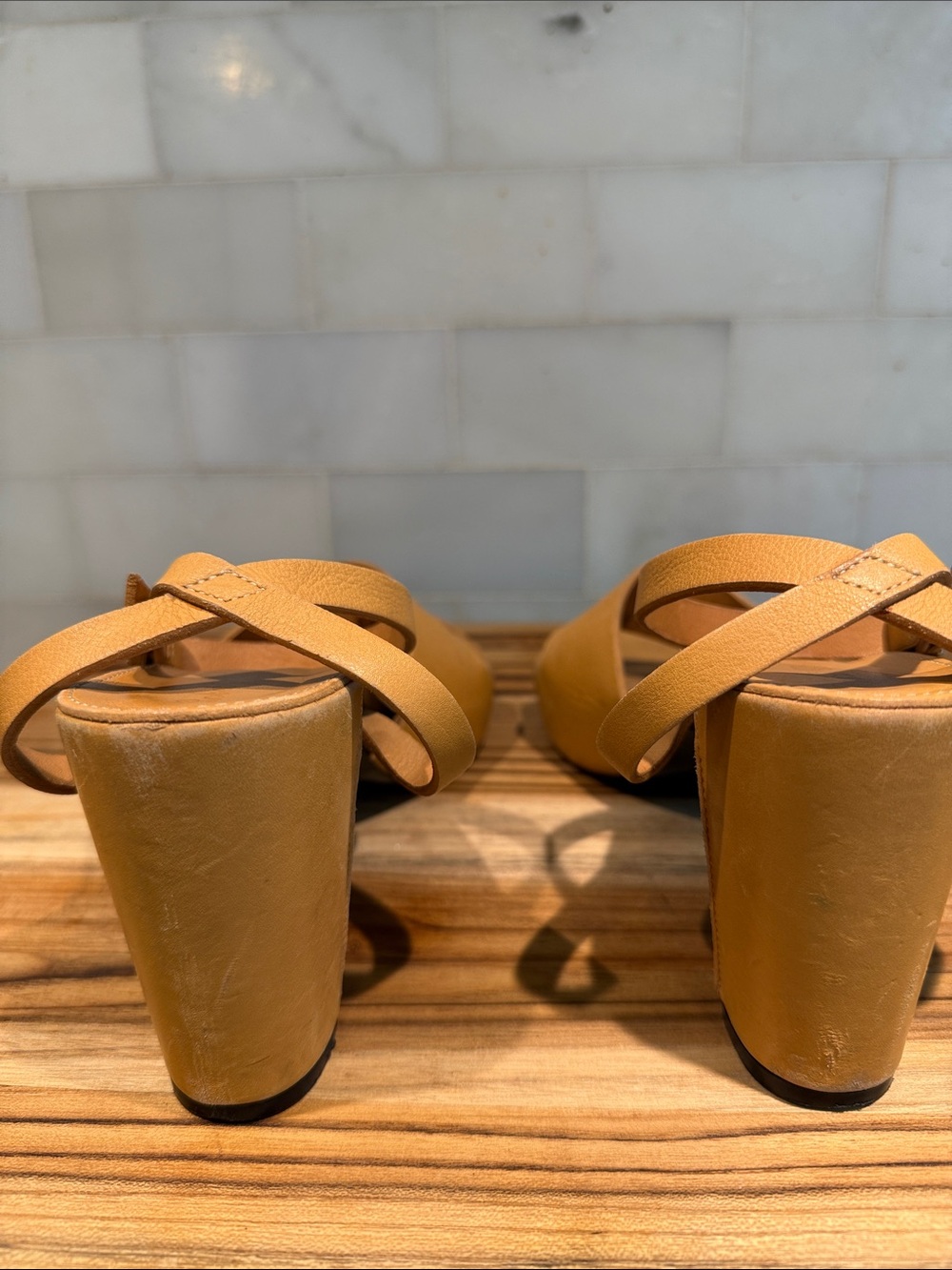 Robert Clergerie Tan Leather Strappy Ankle-Heel Sandals - Picture 5 of 11